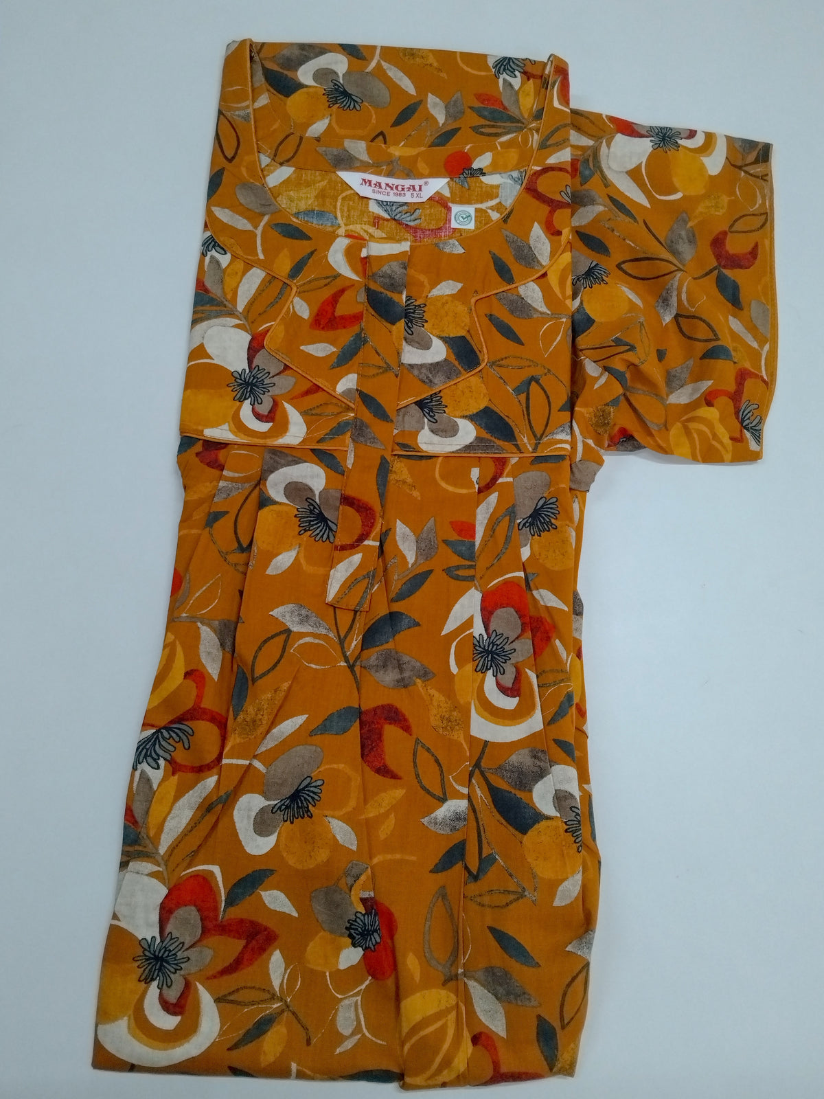 MANGAI Premium Cotton Printed Pleated Model Half Sleeve 5XL Size Nighties - Fancy Neck | With Side Pocket |Shrinkage Free Nighties | Trendy Collection's for Stylish Women's (5PZ)