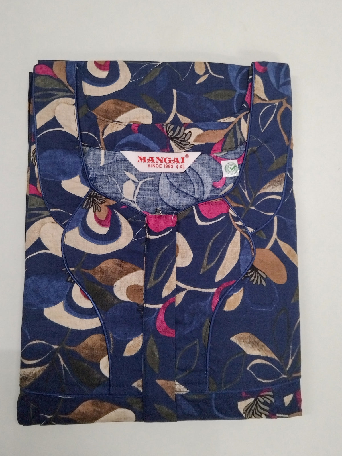 MANGAI Premium Cotton Printed Pleated Model Half Sleeve 4XL Size Nighties - Fancy Neck | With Side Pocket |Shrinkage Free Nighties | Trendy Collection's for Stylish Women's (4PZ)