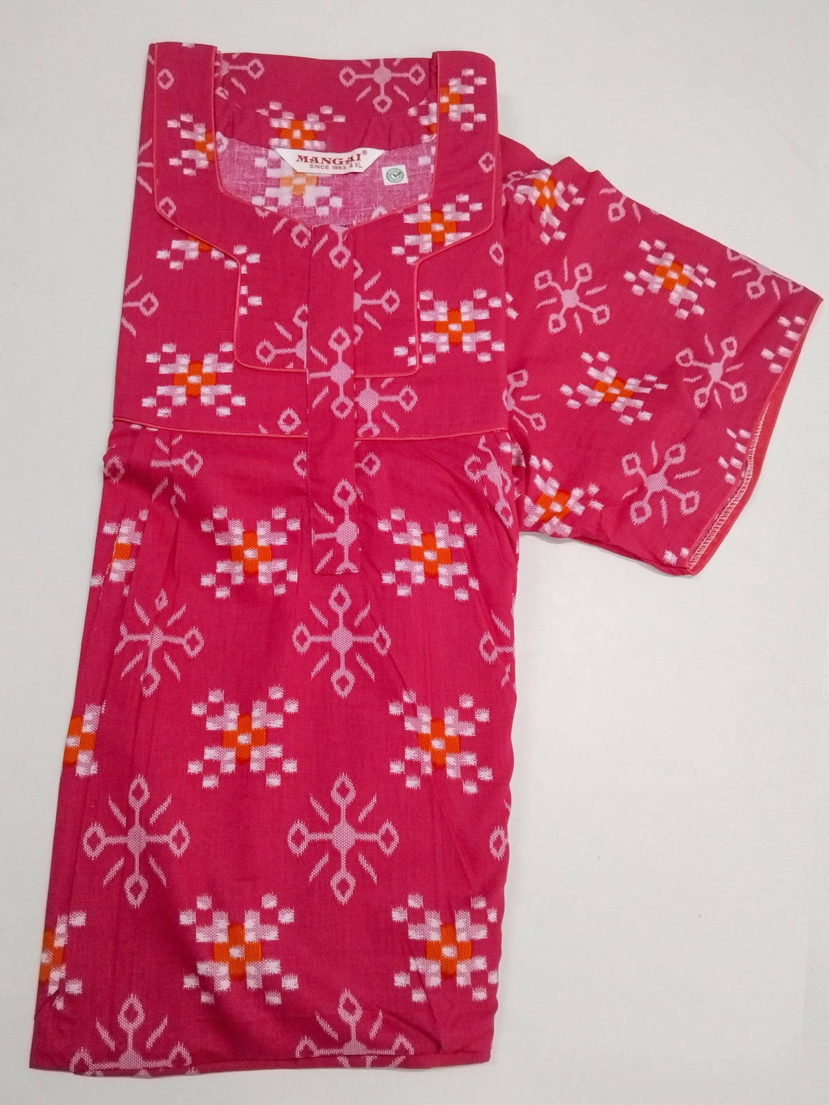 MANGAI Premium Cotton Printed Pleated Model Half Sleeve 4XL Size Nighties - Fancy Neck | With Side Pocket |Shrinkage Free Nighties | Trendy Collection's for Stylish Women's (4PZ)