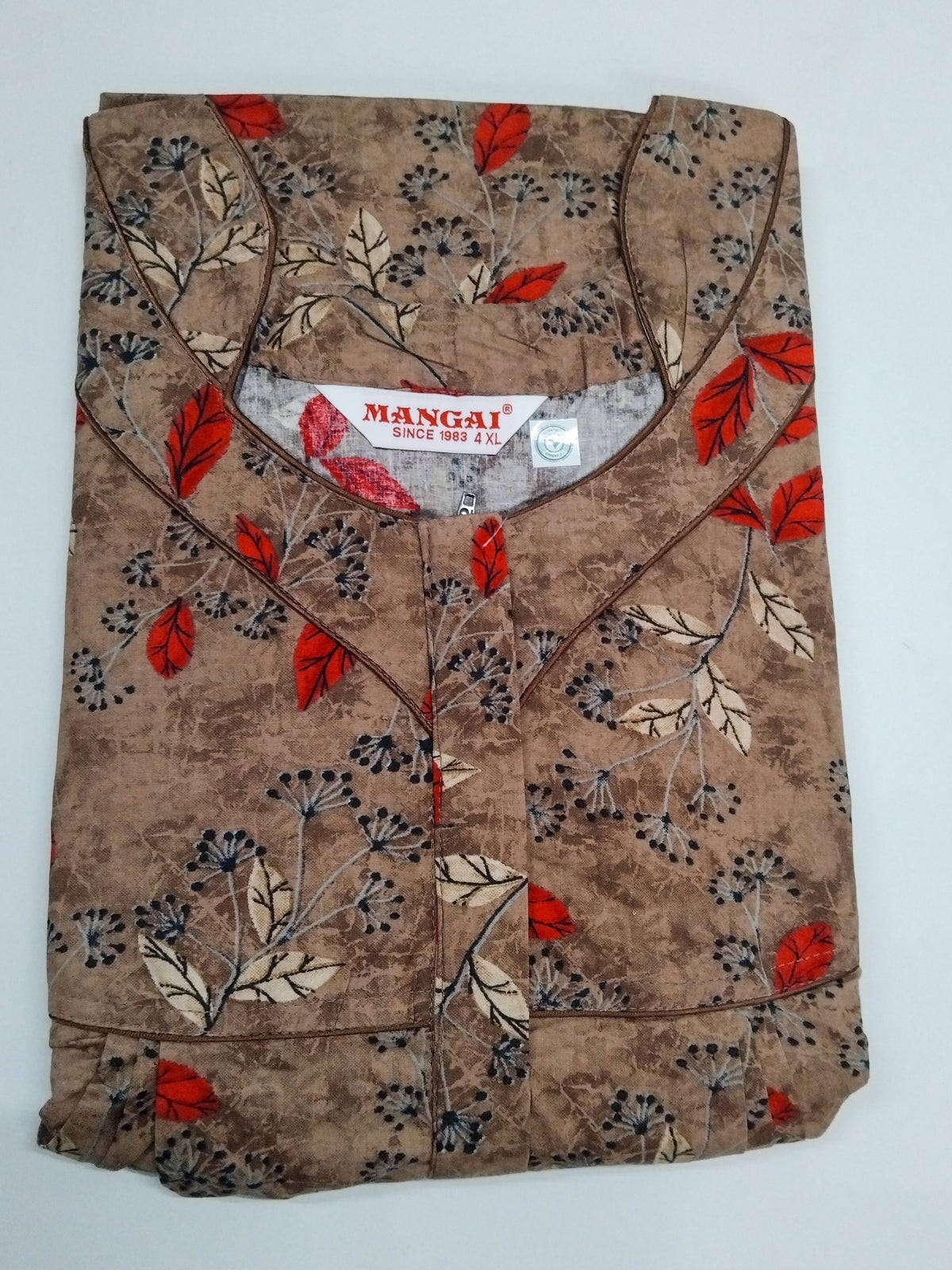 MANGAI Premium Cotton Printed Pleated Model Half Sleeve 4XL Size Nighties - Fancy Neck | With Side Pocket |Shrinkage Free Nighties | Trendy Collection's for Stylish Women's (4PZ)