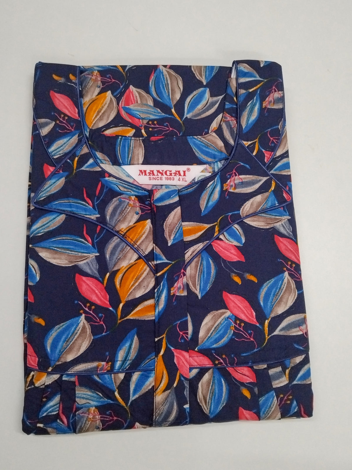 MANGAI Premium Cotton Printed Pleated Model Half Sleeve 4XL Size Nighties - Fancy Neck | With Side Pocket |Shrinkage Free Nighties | Trendy Collection's for Stylish Women's (4PZ)