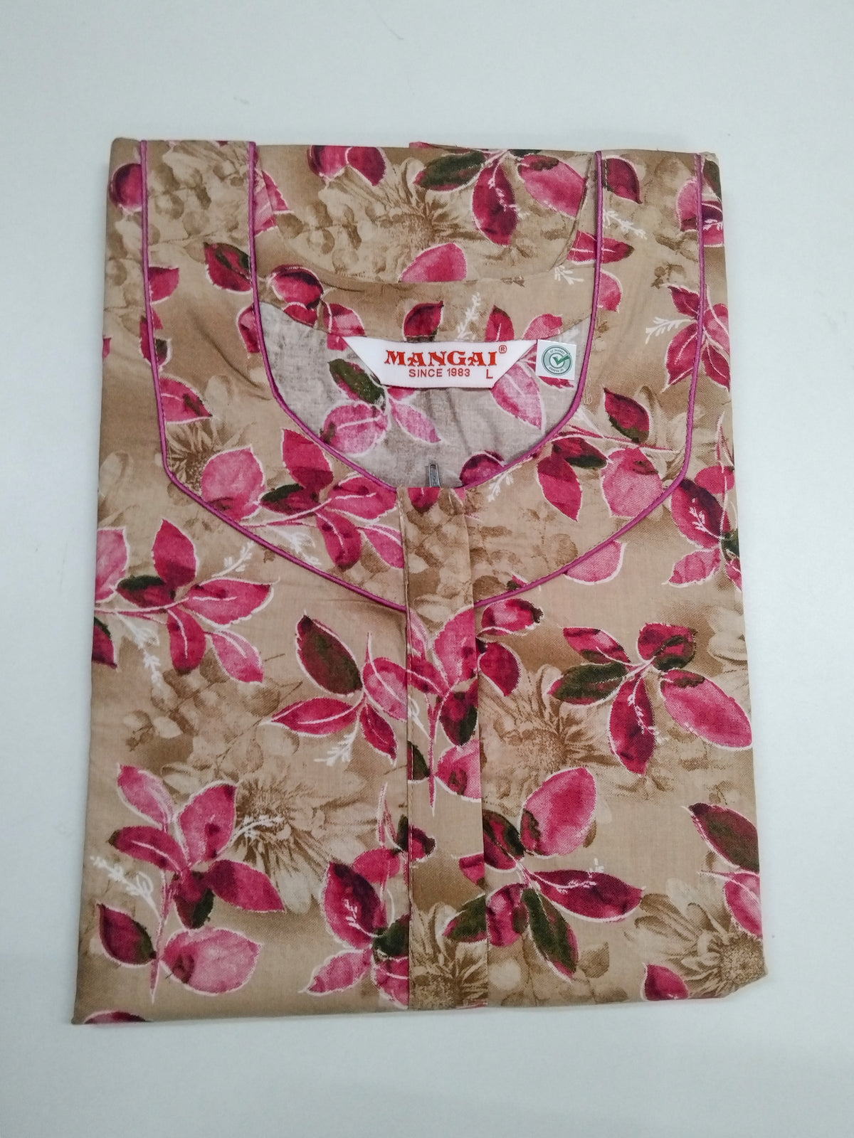 MANGAI Premium Cotton 60Inch Nighties - Fancy Neck | With Side Pocket | Shrinkage Free Nighties | Stylish Collection's for Trendy Women's - (60IN-FFN)