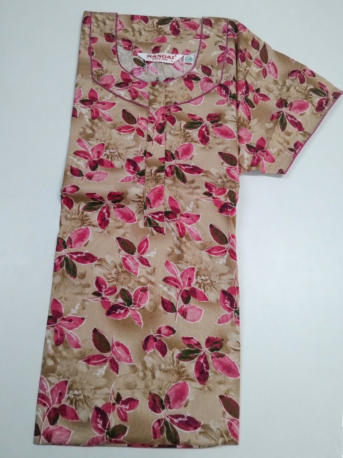 MANGAI Premium Cotton 60Inch Nighties - Fancy Neck | With Side Pocket | Shrinkage Free Nighties | Stylish Collection's for Trendy Women's - (60IN-FFN)