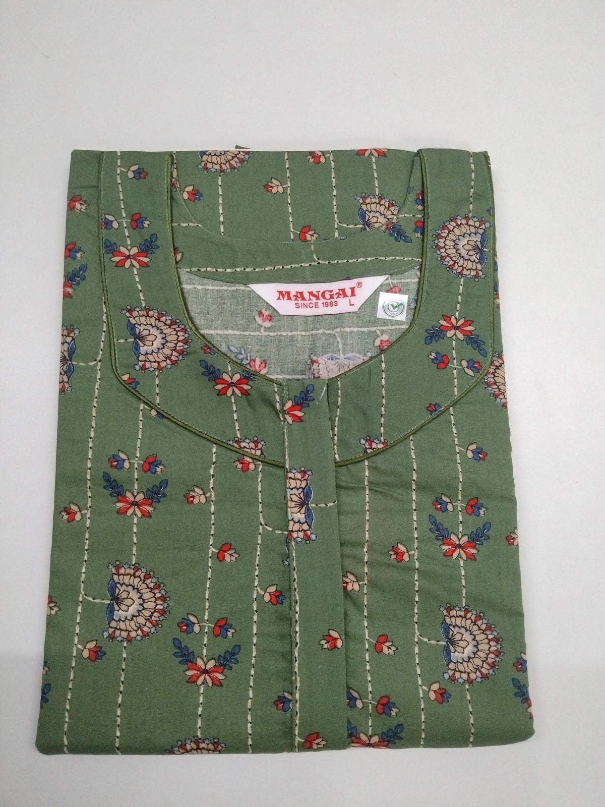 MANGAI Premium Cotton 60Inch Nighties - Fancy Neck | With Side Pocket | Shrinkage Free Nighties | Stylish Collection's for Trendy Women's - (60IN-FFN)