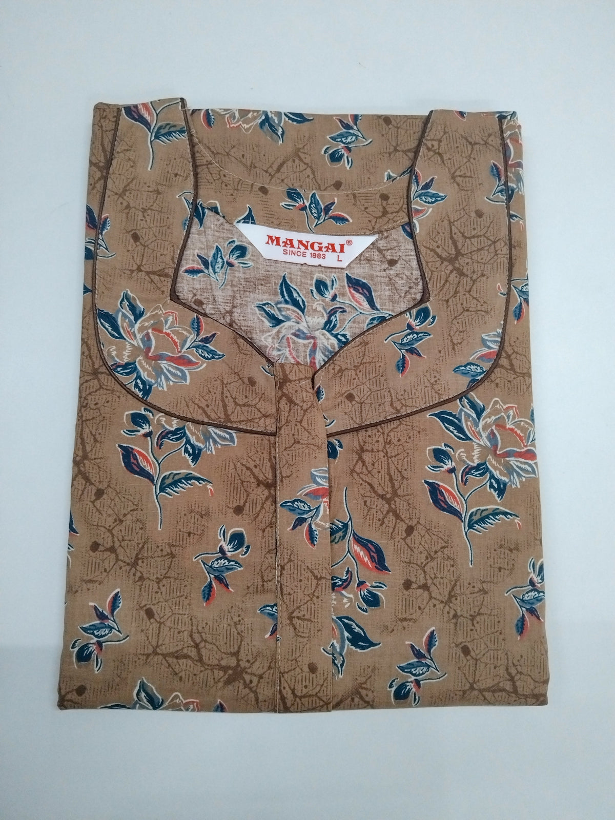 MANGAI Premium Cotton 60Inch Nighties - Fancy Neck | With Side Pocket | Shrinkage Free Nighties | Stylish Collection's for Trendy Women's - (60IN-FFN)