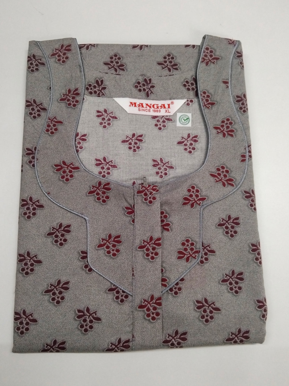 MANGAI Premium Cotton 60Inch Nighties - Fancy Neck | With Side Pocket | Shrinkage Free Nighties | Stylish Collection's for Trendy Women's - (60IN-FFN)