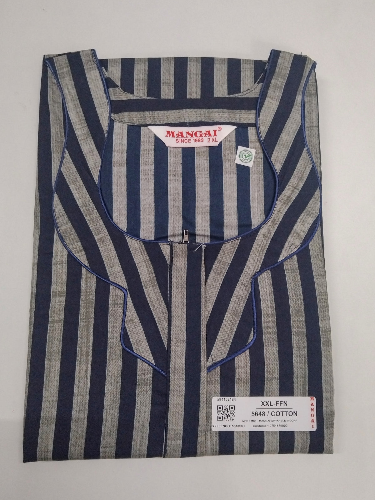 MANGAI Premium Cotton 60Inch Nighties - Fancy Neck | With Side Pocket | Shrinkage Free Nighties | Stylish Collection's for Trendy Women's - (60IN-FFN)