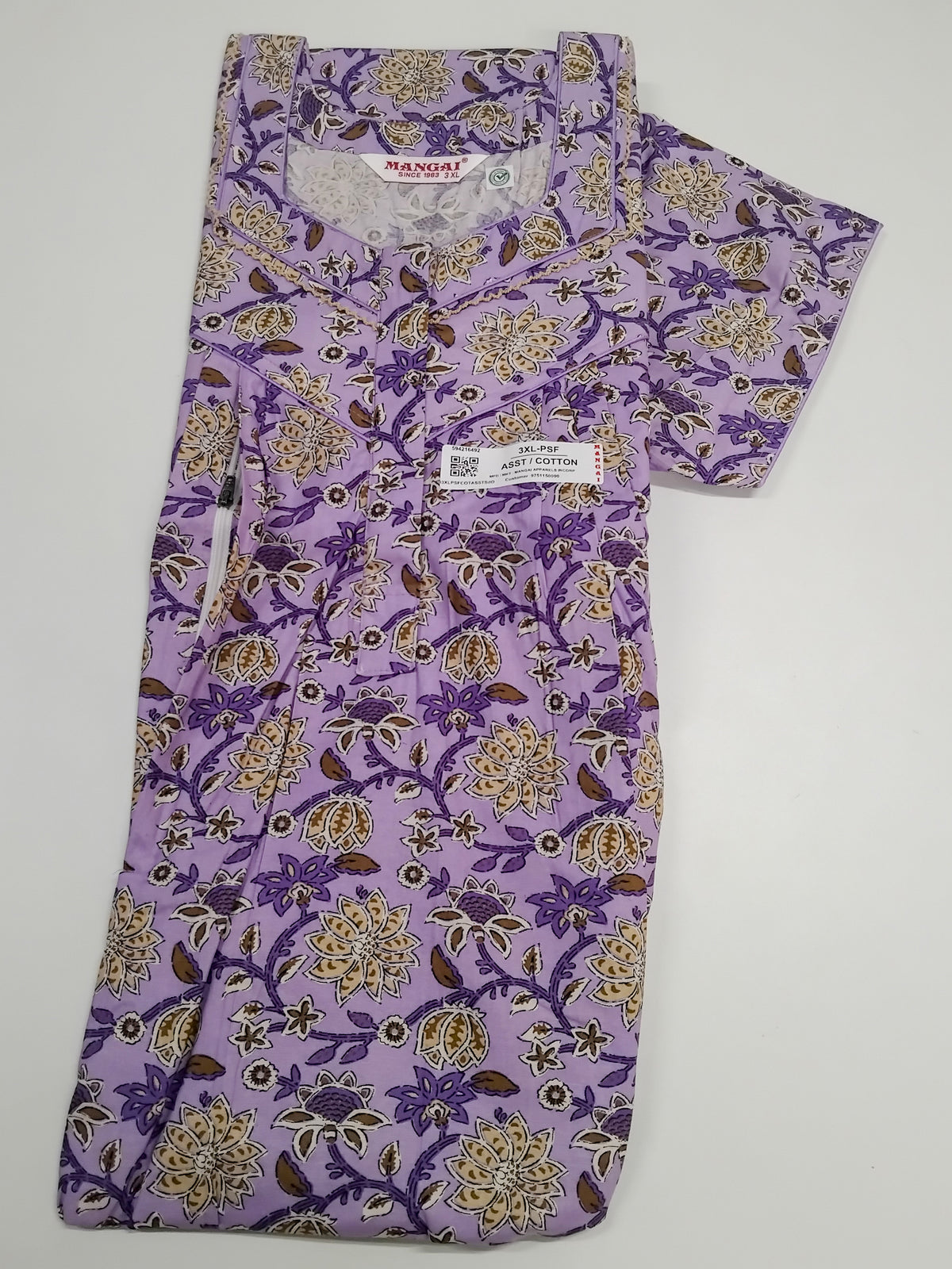 MANGAI Cotton Straight Zip Feeding Nighty |Post Pregnancy | Comfort and Style | Pleated Model | Soft Cotton Feeding Nighties (PSF)