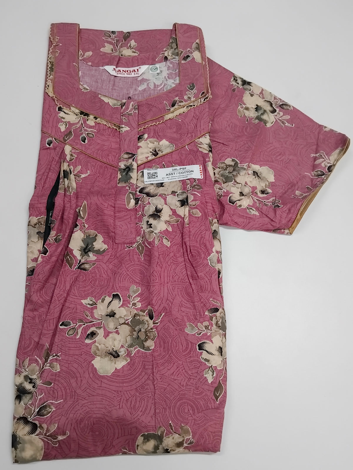 MANGAI Cotton Straight Zip Feeding Nighty |Post Pregnancy | Comfort and Style | Pleated Model | Soft Cotton Feeding Nighties (PSF)