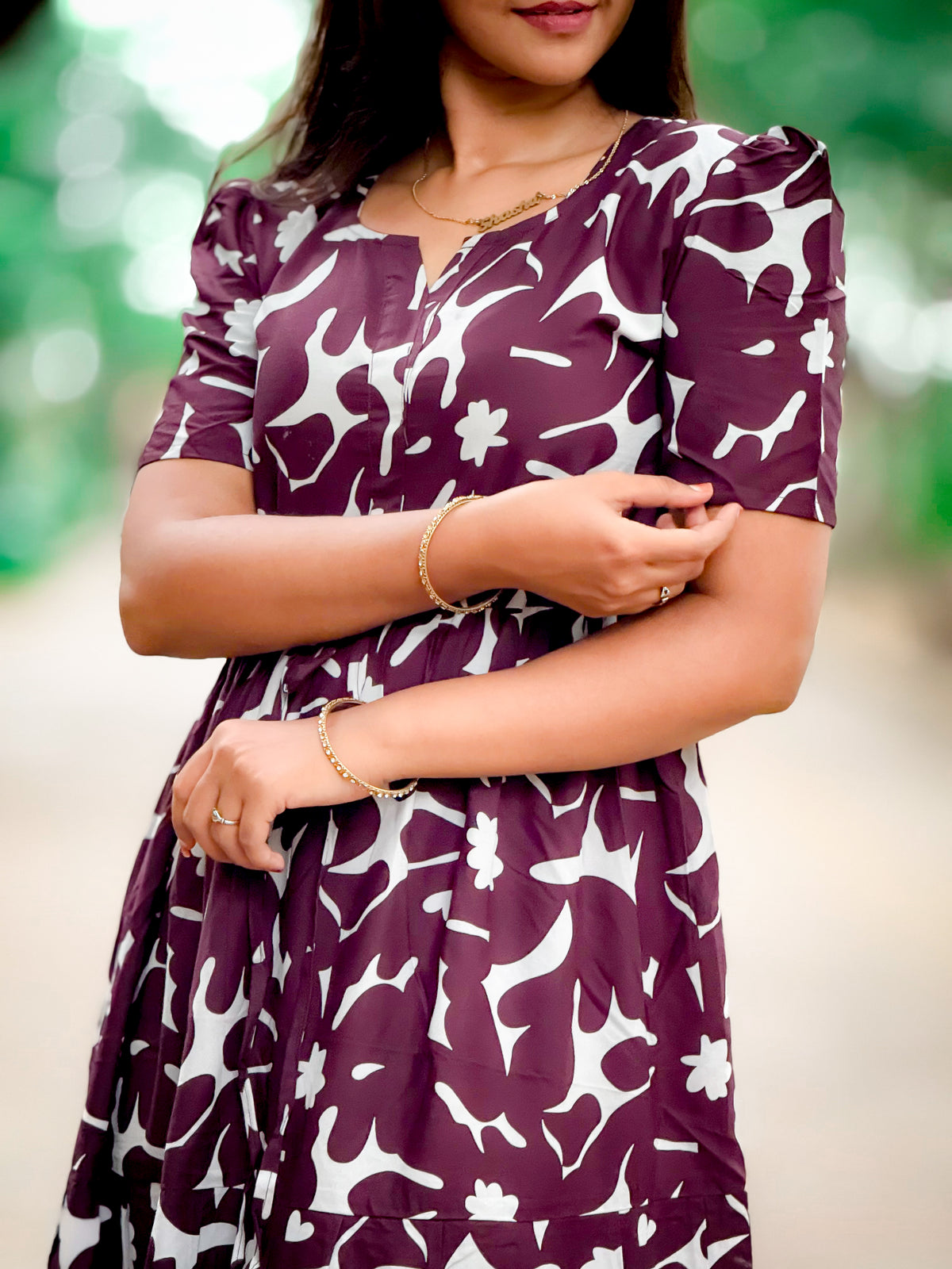 Stylish Arrivals Rayon Gathering Frock Model Night Gown's | Front Adjustable Gathering Style Rope Rope | Puff Sleeve | Trending Collection's for Stylish Women's (FKG)