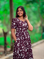 Stylish Arrivals Rayon Gathering Frock Model Night Gown's | Front Adjustable Gathering Style Rope Rope | Puff Sleeve | Trending Collection's for Stylish Women's (FKG)