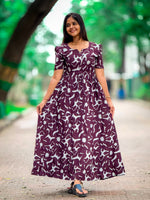 Stylish Arrivals Rayon Gathering Frock Model Night Gown's | Front Adjustable Gathering Style Rope Rope | Puff Sleeve | Trending Collection's for Stylish Women's (FKG)