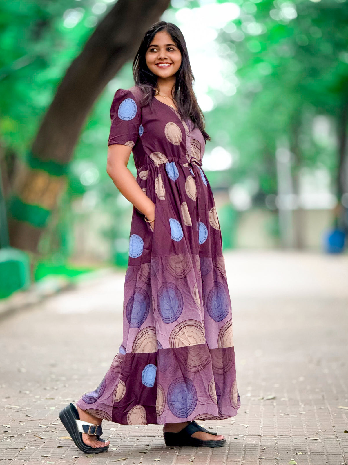 Stylish Arrivals Rayon Gathering Frock Model Night Gown's | Front Adjustable Gathering Style Rope Rope | Puff Sleeve | Trending Collection's for Stylish Women's (FKG)