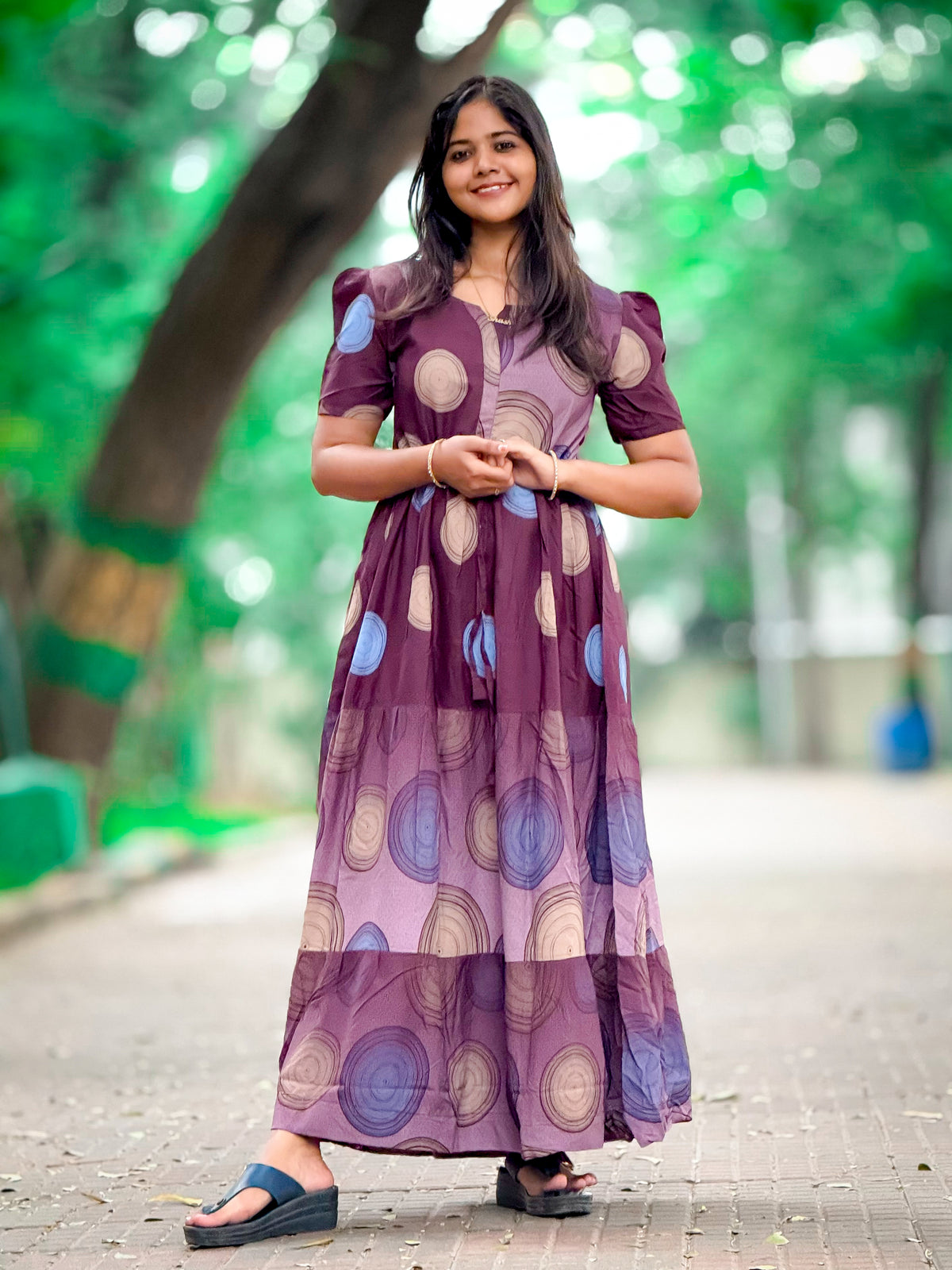 Stylish Arrivals Rayon Gathering Frock Model Night Gown's | Front Adjustable Gathering Style Rope Rope | Puff Sleeve | Trending Collection's for Stylish Women's (FKG)