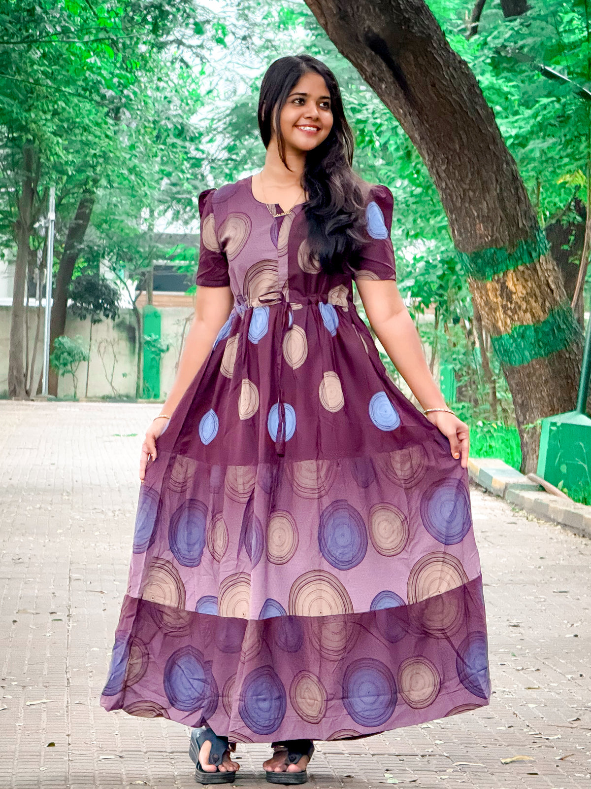 Stylish Arrivals Rayon Gathering Frock Model Night Gown's | Front Adjustable Gathering Style Rope Rope | Puff Sleeve | Trending Collection's for Stylish Women's (FKG)