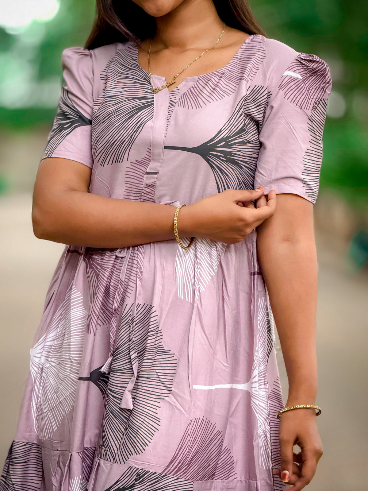 Stylish Arrivals Rayon Gathering Frock Model Night Gown's | Front Adjustable Gathering Style Rope Rope | Puff Sleeve | Trending Collection's for Stylish Women's (FKG)