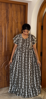 MANGAI Rayon Frock Nighties | Front Open Lengthy Zipper Comforts Feeding | Fancy Double Layered Sleeve's | Post & Pre Pregnancy's and Casual Wear | Side Pocket |Versatile Rayon Frock Night Gown's for Stylish Women's (RPW)