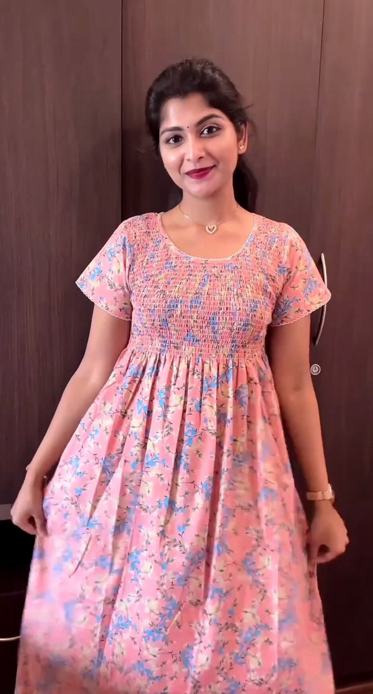 ONLY MINE Premium Smocking Nighty | Stretchable Elastic Type | Beautiful Pleated Model | Side Pocket | Stylish Nighty for Stylish Women's (OM-RAH)