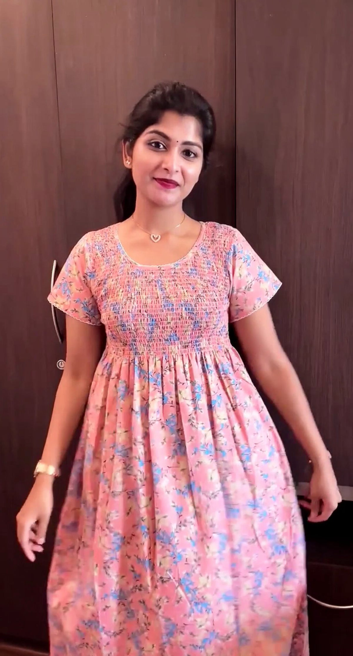 ONLY MINE Premium Smocking Nighty | Stretchable Elastic Type | Beautiful Pleated Model | Side Pocket | Stylish Nighty for Stylish Women's (OM-RAH)