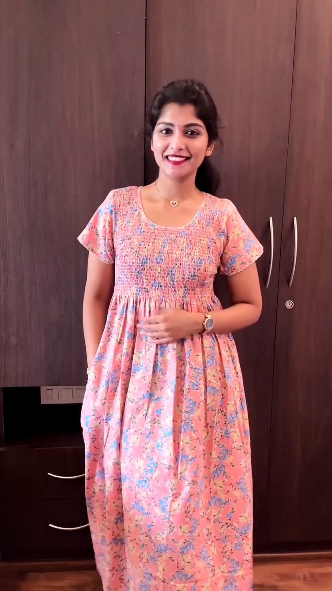 ONLY MINE Premium Smocking Nighty | Stretchable Elastic Type | Beautiful Pleated Model | Side Pocket | Stylish Nighty for Stylish Women's (OM-RAH)