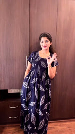 New Arrivals ALPINE Smocking Nighty | Beautiful Pleated Design | Side Pocket | Stylish Nighty for Trendy Women's | Your Perfect Nightwear Collection's (ALS)