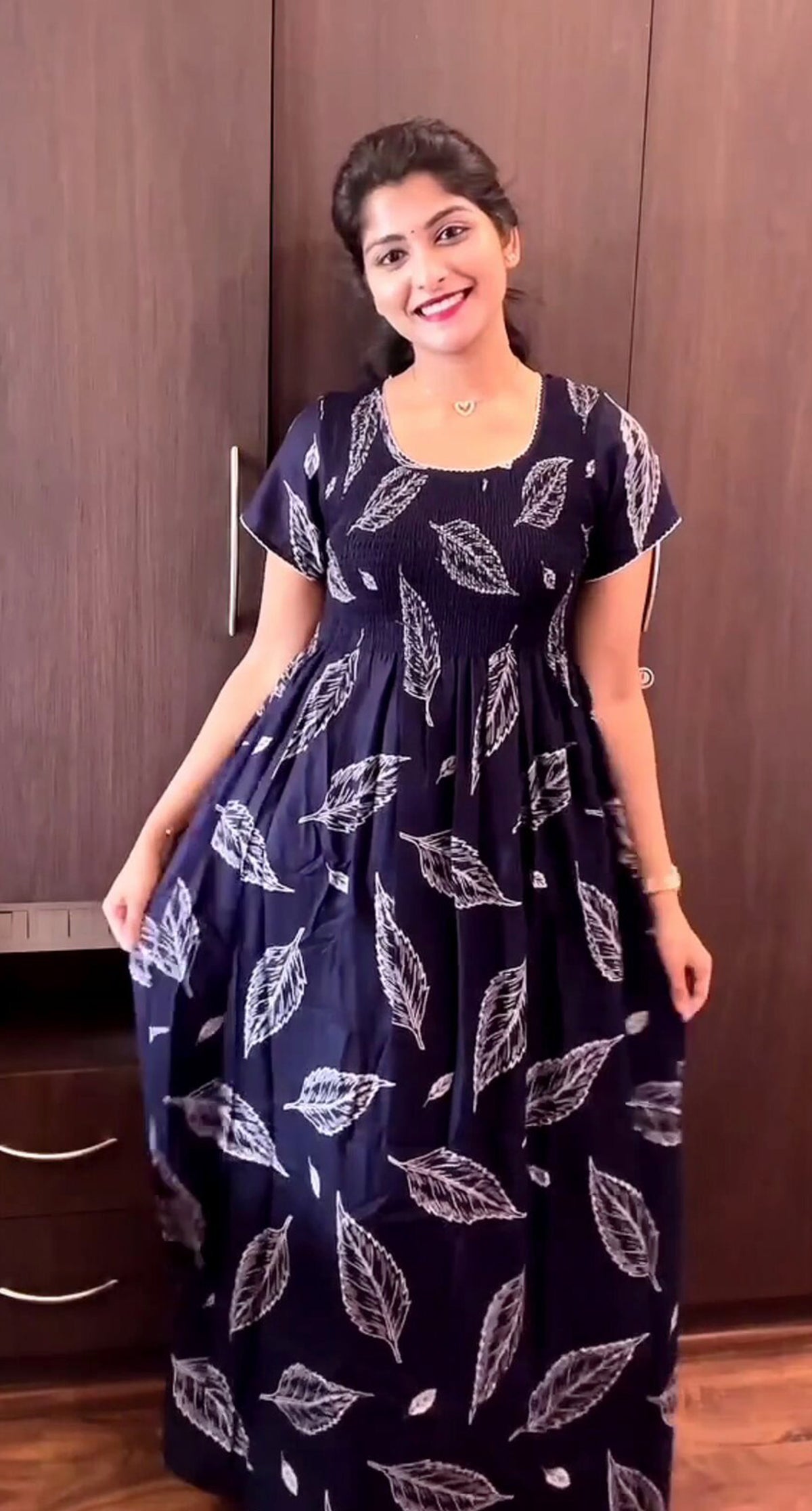 New Arrivals ALPINE Smocking Nighty | Beautiful Pleated Design | Side Pocket | Stylish Nighty for Trendy Women's | Your Perfect Nightwear Collection's (ALS)