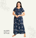 New Arrivals MANGAI Alpine KURTI Style Nighties| Beautiful Stylish KURTI Model | Half Sleeve | Without Zipper | Stylish Thread Tied Front Closed Type | Fresh Collection's for Stylish Women's MKA (H/S)