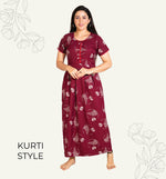 New Arrivals MANGAI Alpine KURTI Style Nighties| Beautiful Stylish KURTI Model | Half Sleeve | Without Zipper | Stylish Thread Tied Front Closed Type | Fresh Collection's for Stylish Women's MKA (H/S)