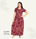 New Arrivals MANGAI Alpine KURTI Style Nighties| Beautiful Stylish KURTI Model | Half Sleeve | Without Zipper | Stylish Thread Tied Front Closed Type | Fresh Collection's for Stylish Women's MKA (H/S)