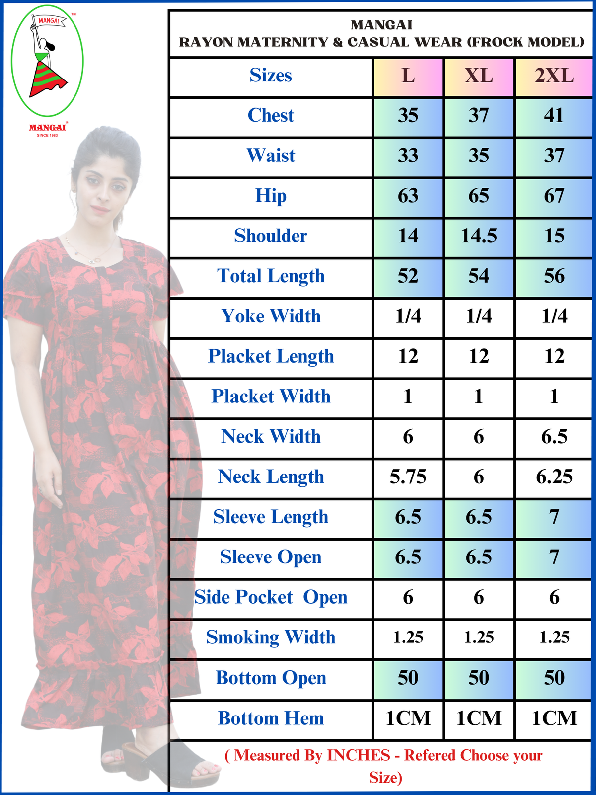 New MANGAI Rayon Maternity Wear Frock Nighties | Front Open Lengthy Zipper Comforts Feeding | Fancy Double Layered Butterfly Sleeve's | Post & Pre Pregnancy's and Casual Wear | Side Pocket |Versatile Rayon Frock Night Gown's for Stylish Women's (RMW)