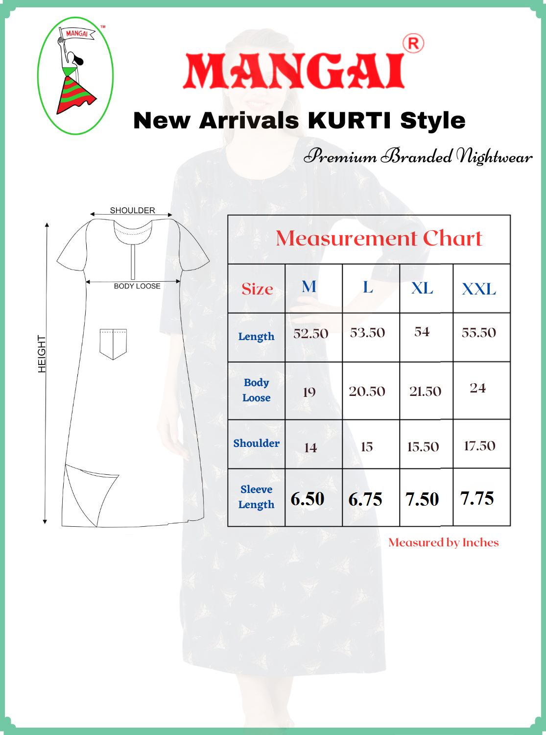 MANGAI New Premium Alpine KURTI Style | Full Length Stylish KURTI Model Nighties | Side Pocket | Half Sleeve | Perfect Nightwear Collection's for Trendy Women's
