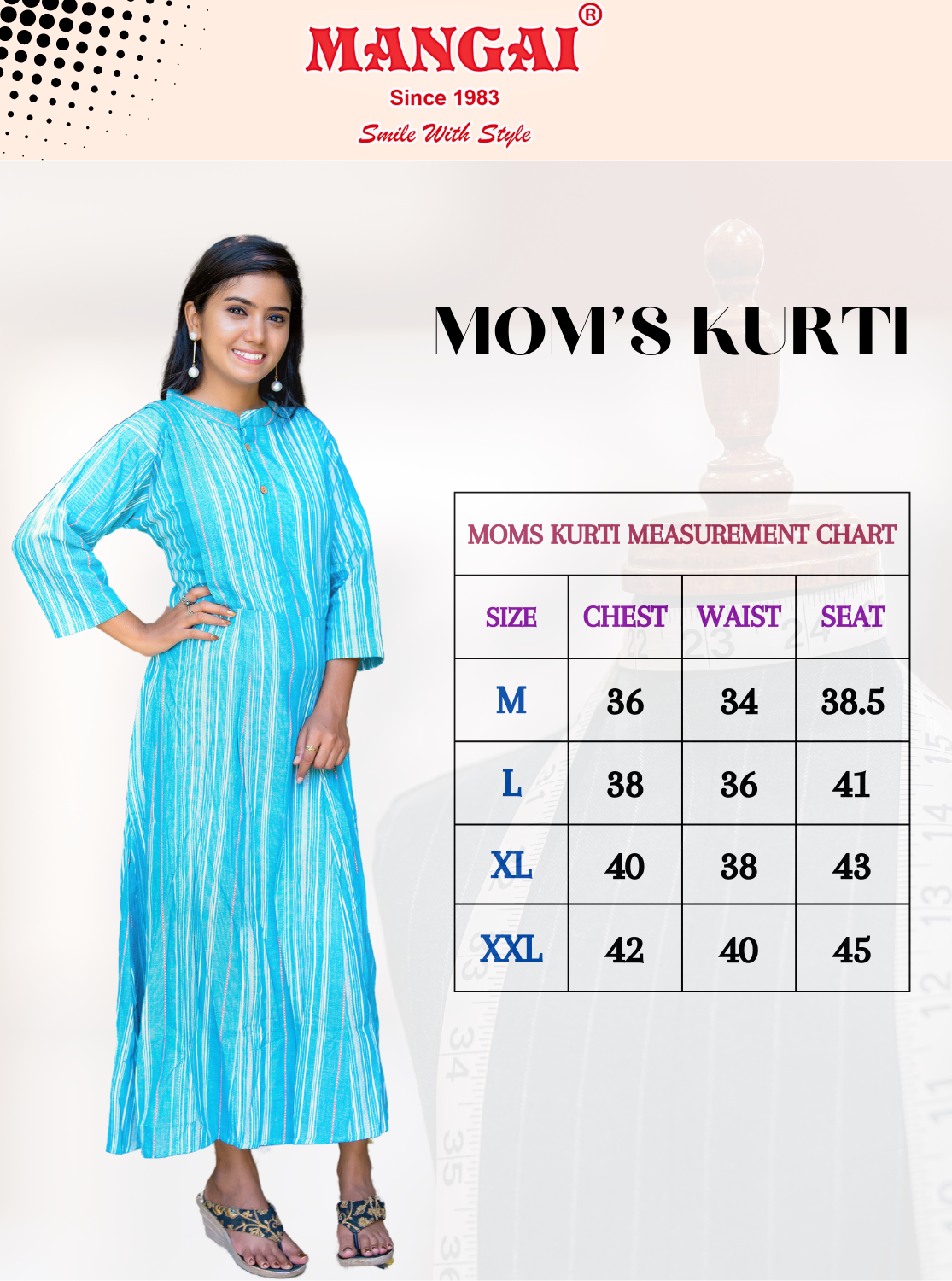 New Launched MANGAI Premium Cotton Printed MOM'S KURTI - Umbrella Cut Stylish Mom's Kurti for Stylish Mom's With Top & Bottom