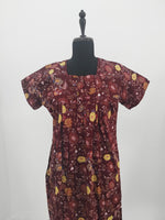 Regular Fit Cotton Printed Pleated Nighties