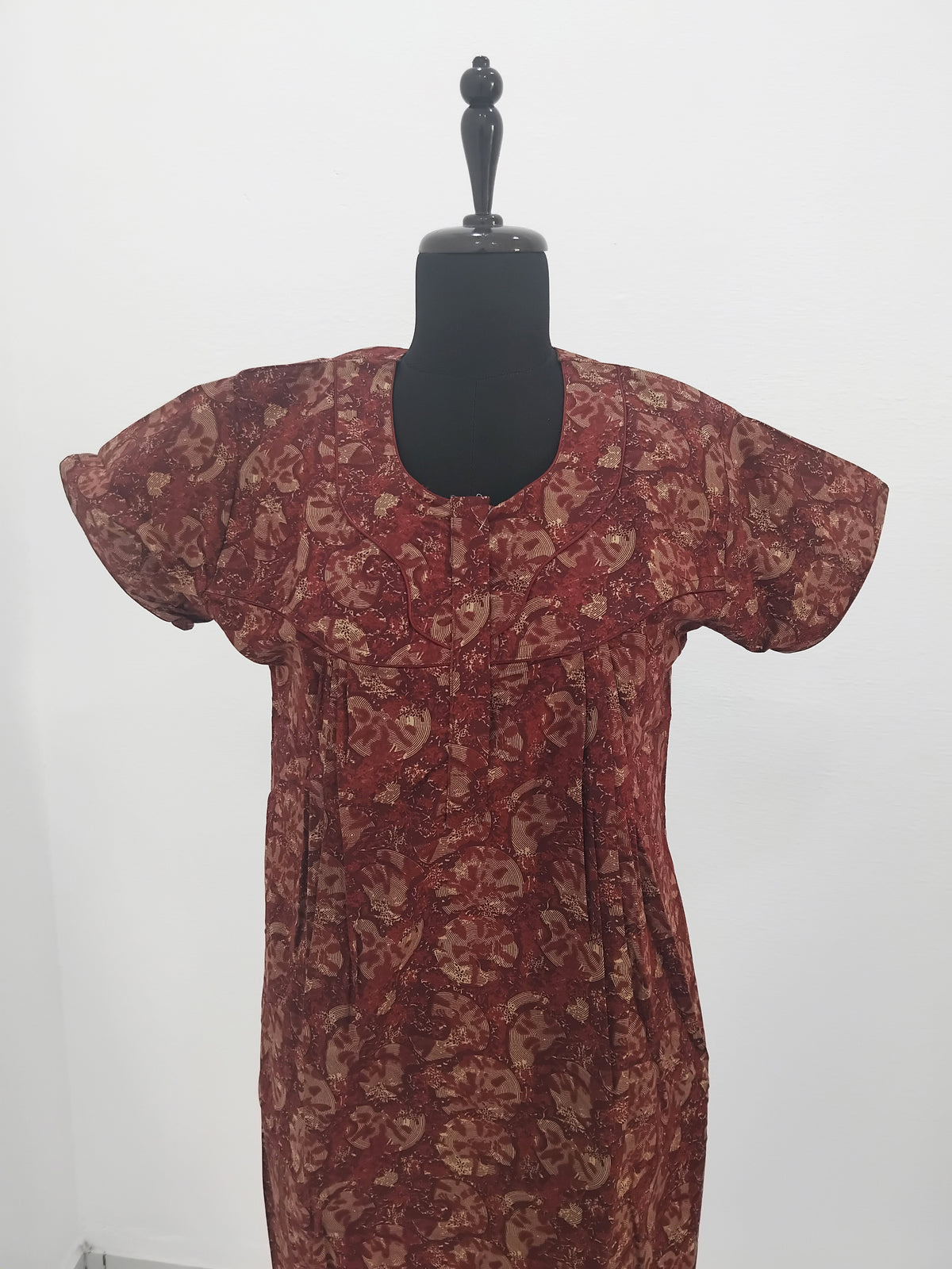 Regular Fit Cotton Printed Pleated Nighties