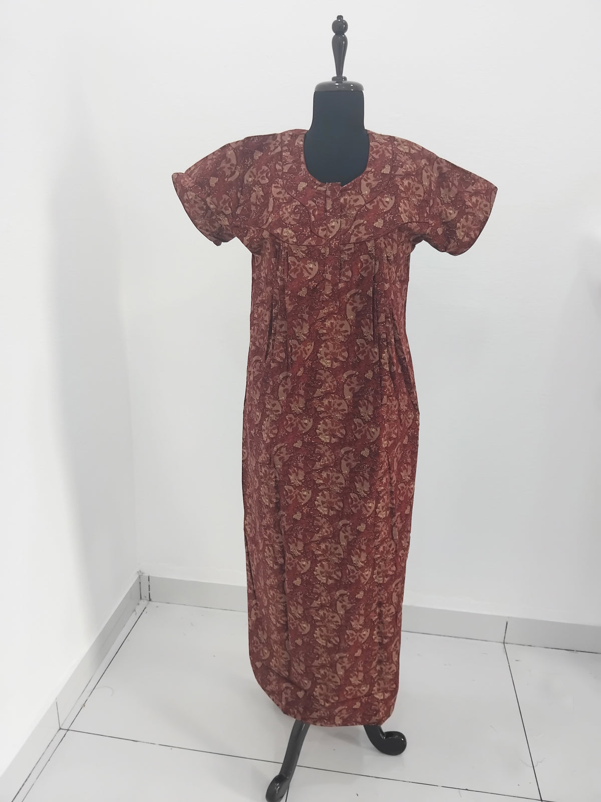 Regular Fit Cotton Printed Pleated Nighties