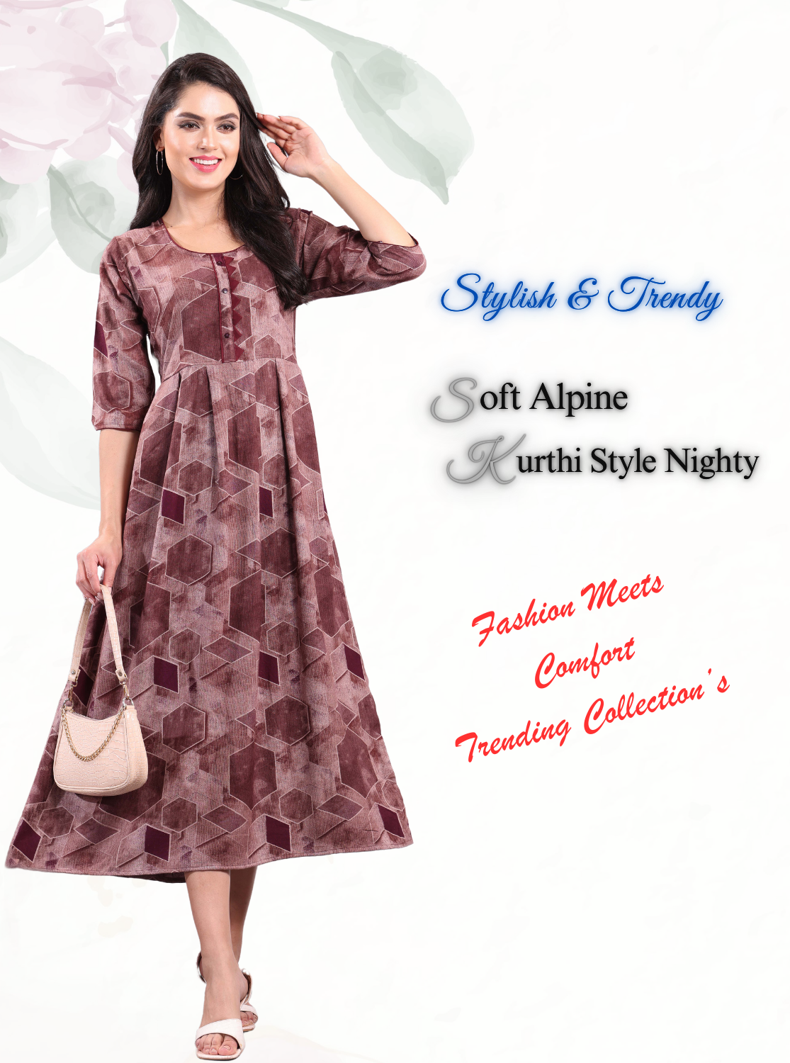 Fresh Arrivals Alpine KURTI Style | Beautiful Stylish KURTI Model | Long Sleeve |Fresh Collection's for Stylish Women's (MKA- 3/4)