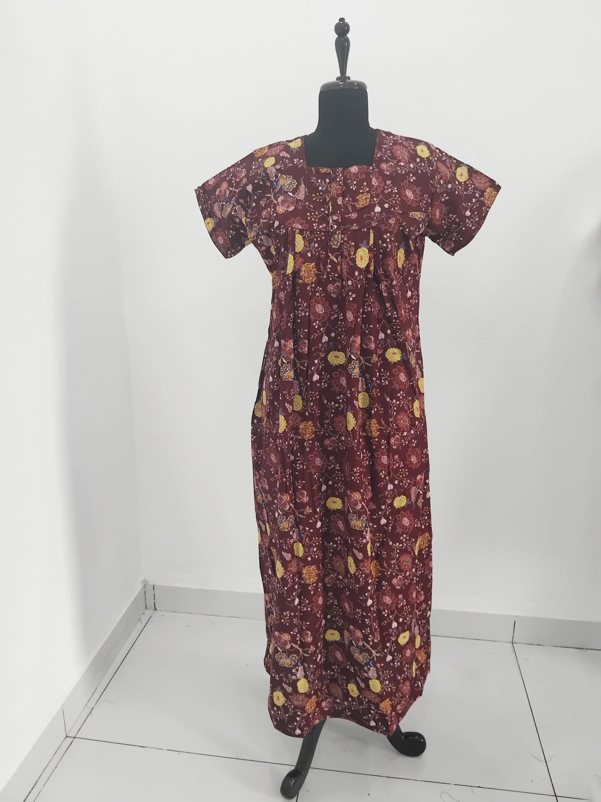 Regular Fit Cotton Printed Pleated Nighties