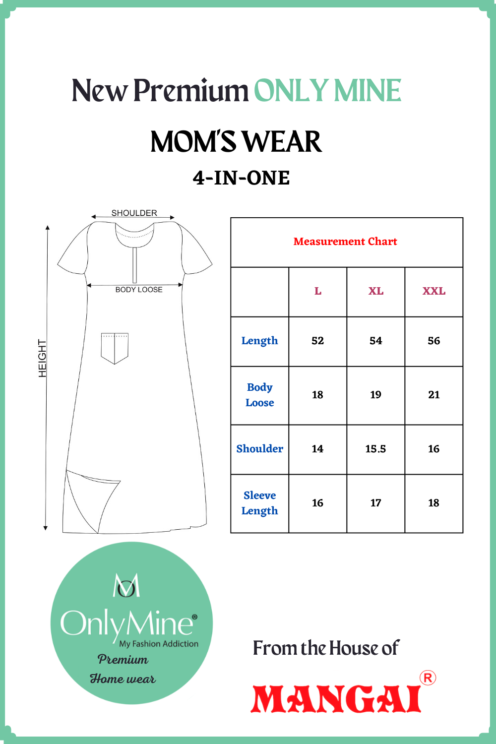 ONLY MINE New Arrival Premium 4-IN-ONE Mom's Wear - Soft & Smooth Rayon | Maternity | Feeding | Long Frock | Casual Wear for Pregnancy Women's