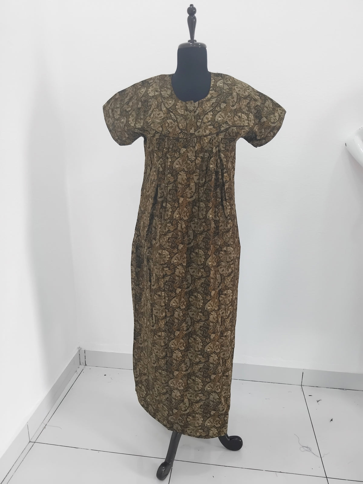 Regular Fit Cotton Printed Pleated Nighties