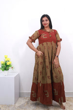 Mangai 3 Layer Reversible Design Frock Model Nighties Soft and Smooth Premium Quality Rayon Material , Fancy Frilled Sleeve, Side Pocket , Back tie Rope , Stylish Collection's for Trendy Women's (MRK)
