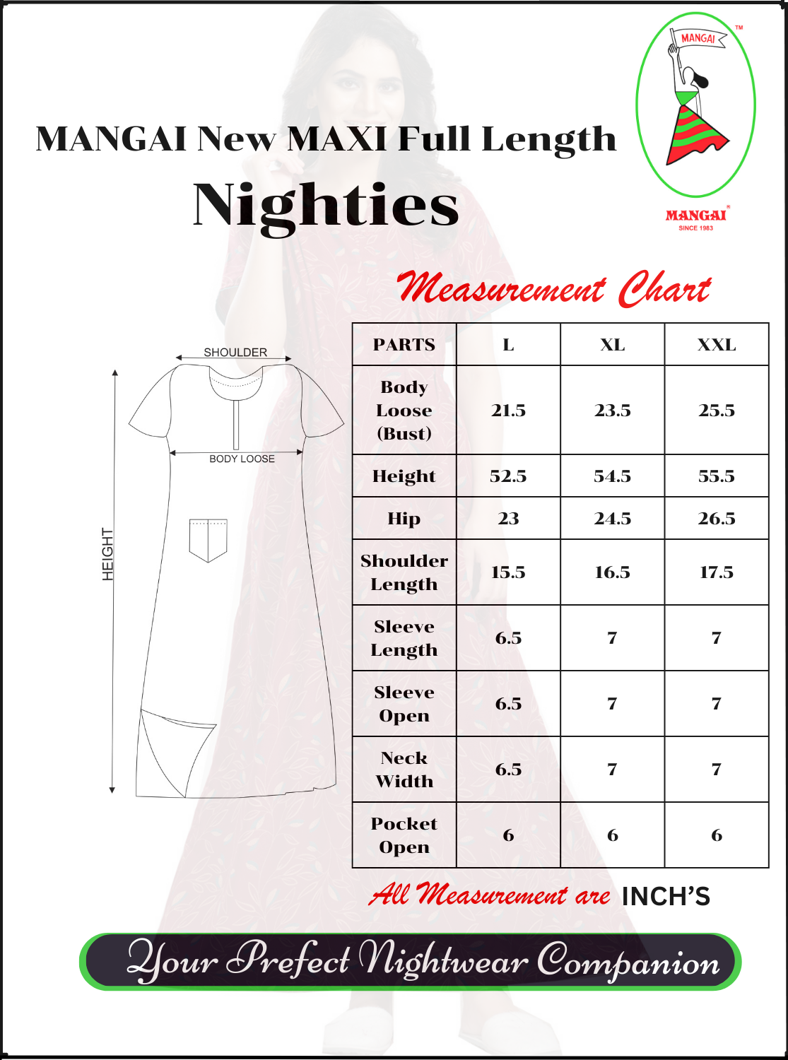 New Collections MANGAI Premium Alpine MAXI Style | Full Length Stylish MAXI Model Nighties | Side Pocket | Half Sleeve | Perfect Nightwear Collection's for Trendy Women's