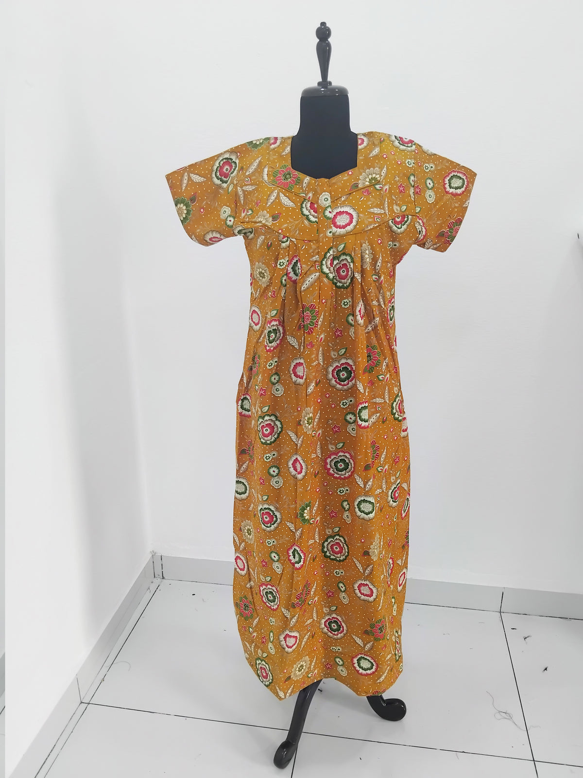 Regular Fit Cotton Printed Pleated Nighties