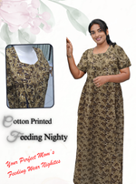 MANGAI Cotton Straight Zip Feeding Nighty |Post Pregnancy | Comfort and Style | Pleated Model | Soft Cotton Feeding Nighties (STF)