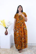 MANGAI Premium Cotton Printed Pleated Model Half Sleeve 5XL Size Nighties - Fancy Neck | With Side Pocket |Shrinkage Free Nighties | Trendy Collection's for Stylish Women's (5PZ)