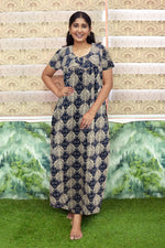 Regular Fit Cotton Printed Pleated Nighties