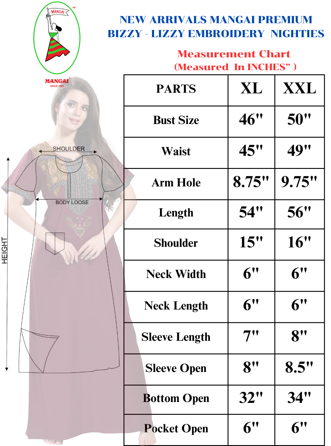 Stylish Embroidery Nightgown Online