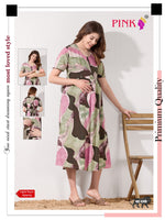 New Stylish Digital Printed Rayon Maternity MAXI Frock | Feeding Friendly Vertical Invisible Zipper's | Adjustable Back Tie Rope | Side Pocket with Fancy Sleeve's | Perfect Maternity Feeding MAXI Frock (DRM)