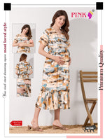 New Stylish Digital Printed Rayon Maternity MAXI Frock | Feeding Friendly Vertical Invisible Zipper's | Adjustable Back Tie Rope | Side Pocket with Fancy Sleeve's | Perfect Maternity Feeding MAXI Frock (DRM)