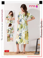 New Stylish Digital Printed Rayon Maternity MAXI Frock | Feeding Friendly Vertical Invisible Zipper's | Adjustable Back Tie Rope | Side Pocket with Fancy Sleeve's | Perfect Maternity Feeding MAXI Frock (DRM)