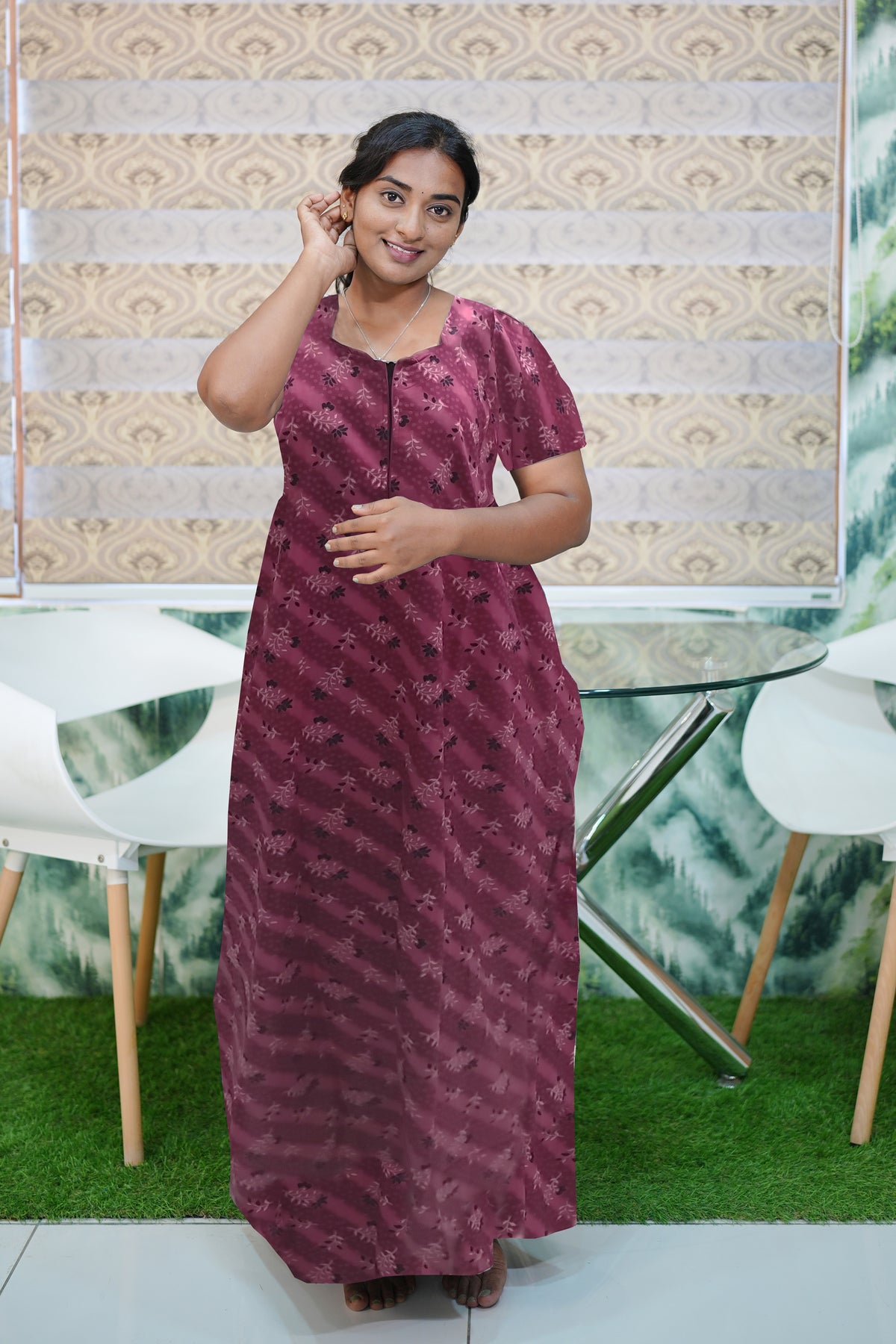 MANGAI Daily Wear Casual Comfort Fit Cotton Printed Nighties | Zipless Closed Model |Summer Arrival's for Trendy Women's (VNM)
